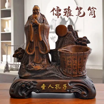 Elegant Confucius Imitație de lemn de Santal Stilou Titularul Decor Acasă Stil Chinezesc Rășină Ornament Decor de Birou zi de Zi Cadouri
