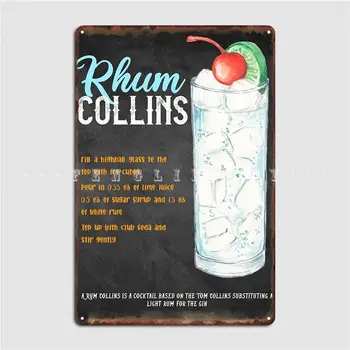 Rom Collins Cocktail Poster Placa De Metal Petrecere Pub Retro Plăci De Tablă Semn Postere