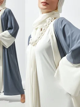 Femeia Musulmană Mijlocul Lungime Dubai Abaya Îmbrăcăminte De Protecție Solară Îmbinat Cardigan Halat Lung Dubai Costum