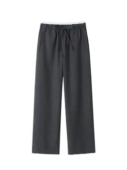 HH TRAF 2024 Primăvară Pantaloni Pentru Femei de Moda de Talie Elastic Vrac Pantaloni Lungi de sex Feminin Talie Mare Mozaic Direct Pantaloni Largi Picior