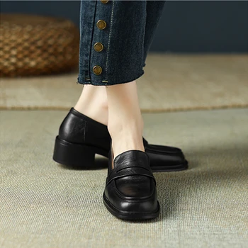 Negru din Piele pentru Femei Mocasini Platforma de Alunecare pe Pantofi pentru Femei 2023 Nouă Primăvară Toamna Casual Balerini Pantofi de Femeie Clasice Stil