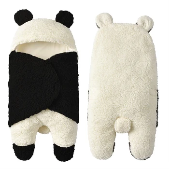 Copii Desene Animate Panda De Culoare Lână De Miel Baby Quilt Sac De Dormit De Pluș Înfășa Moale Pentru Sugari Pătură, Sac De Dormit Toamna Și Iarna