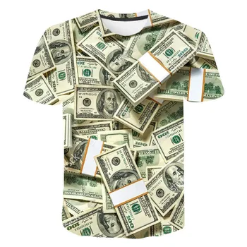 T-shirt de Dolari de Imprimare 3D Amuzant Bani de Vara Tricou de Moda Copiii Hip Hop Casual Baieti Fete Unisex Gât Rotund Tricou Topuri