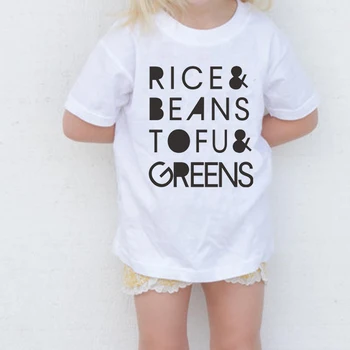 Copii T-Shirt Pentru Copii Copilul Copilul Mâneci Scurte Scrisoare De Imprimare Drăguț Tricou Topuri De Orez, Tofu Fasole Verde Amuzant Copii Băieți Fete Topuri Tee