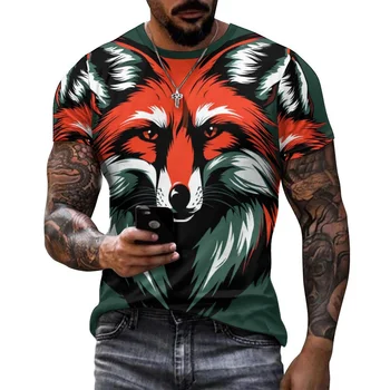 2024 nou 3D Fox Digital Model de Imprimare pentru Bărbați T-shirt, de Cauzalitate Confortabil Teuri, Maneci Scurte Pulover de Topuri, Bărbați Îmbrăcăminte de Vară