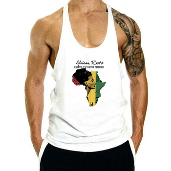 Africa rezervor de top pentru bărbați , Africa de Hartă , Negru de Istorie , Rastafari , Reggae Bumbac Nefertiti rezervor de top fără mâneci pentru bărbați Topuri