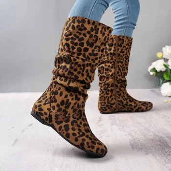 Doamnelor Pantofi 2023 Fierbinte de Vânzare la Jumătatea Vițel Cizme pentru Femei de Moda de Partea Zipp Cizme Moderne pentru Femei New Leopard de Imprimare Clasice de Pantofi pentru Femeie